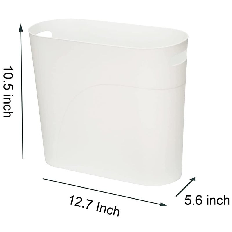 ROYFACC Small Trash Can Plastic Bathroom Wastebasket 3.2 Gallon Slim Garbage Container Bin with Handle for Home Kitchen Bathroom Bedroom Office, 2 Pack (White) - Image 4